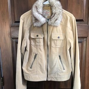 Aeropostale Women’s Faux Fur Cream Zip Jacket XL